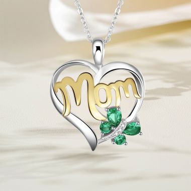 925 Sterling Silver Cubic Zirconia Pendant Necklace for Mom