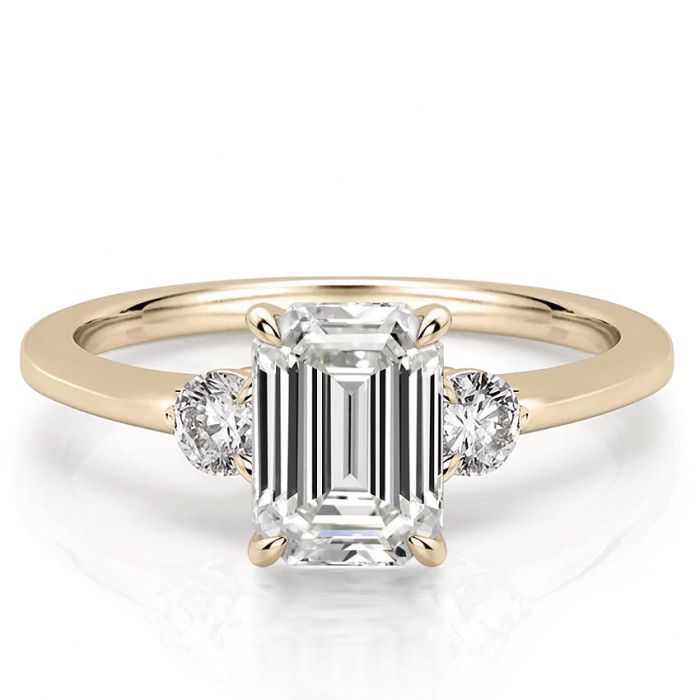 Emerald-Cut Three-Stone Diamond Engagement Ring – Unique Engagement Rings  NYC